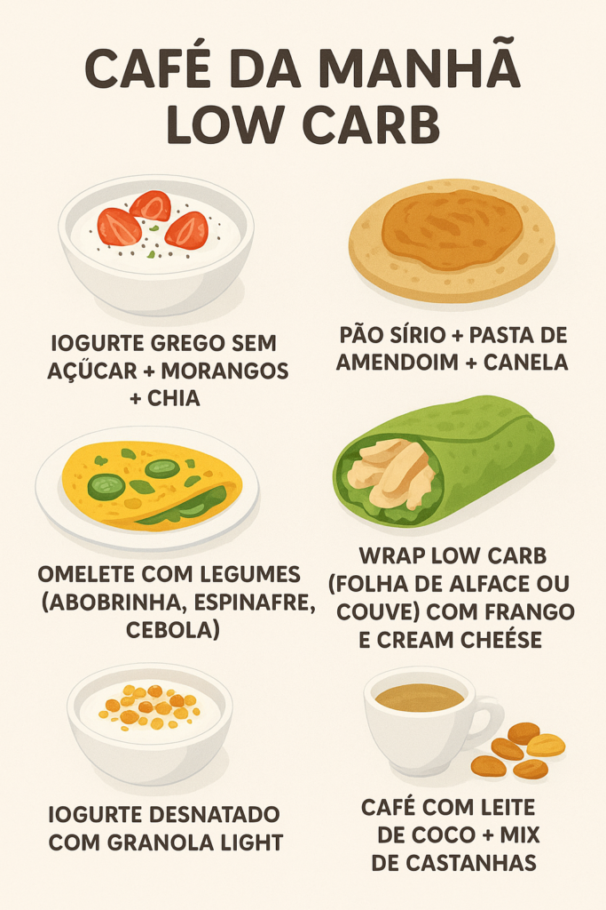 Dieta low carb: Outro exemplo de café-da-manhã com baixo carboidrato.