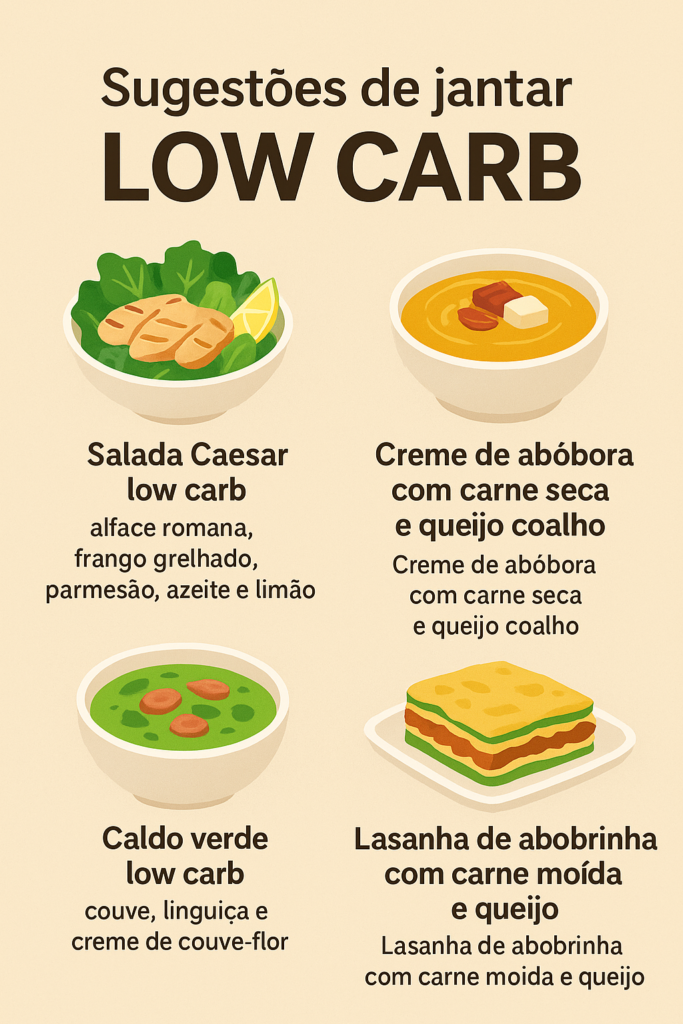 Exemplo de jantar com baixo carboidrato.