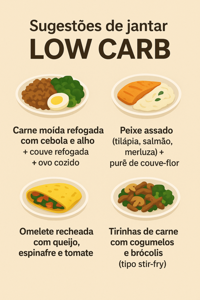 Outro exemplo de jantar com baixo carboidrato.