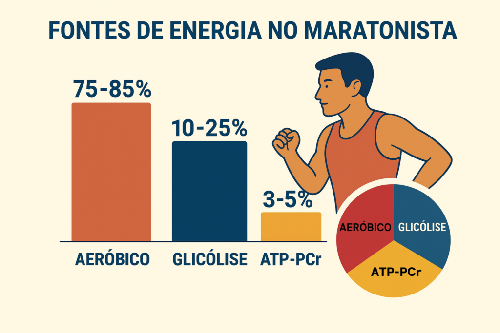 Exercícios de endurance, como uma maratona, são moderados e prolongados e, neste caso, utilizam predominantemente a gordura como fonte de energia.