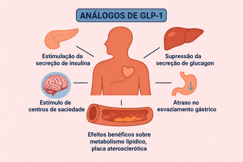 Efeitos dos análogos de GLP-1 que ajudam no emagrecimento.